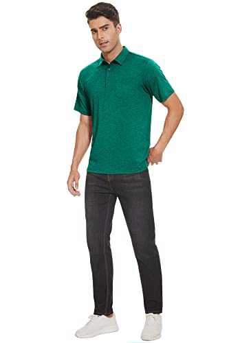 Magcomsen Men's Sports Polo Shirt For Men Dry Fit Breathable Activewear Polo Shirt Lightweight Performance Workout Tops Emerald Green Xl #TOP2