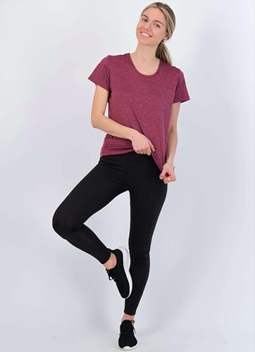 Image of Real Essentials 5 Pack: Women's Dry Fit Tech Stretch Short-Sleeve Crew Neck Athletic T-Shirt Available in Plus Size Set Medium
