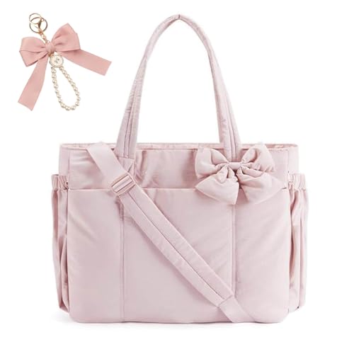 Lightweight Crush Bow Tote Bag for Women – Fits 15.6