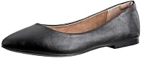 Amazon Essentials Women's Pointed-Toe Ballet Flat, Black, Faux Leather, 8 Wide [Warehouse]