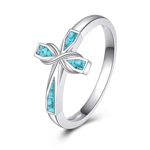 Bague croix turquoise argent 925 ONEFINITY bijoux mixte taille 9 tendance