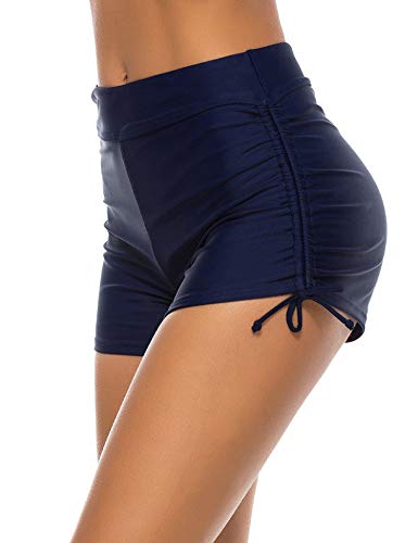 Lecieldusoir Women's Plus Size Bathing Suit Shorts High Waisted Swim Bottoms Swimsuit Boy Shorts Swimwear Board Shorts Navy Blue #TOP1
