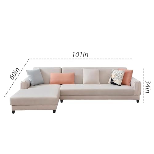 Image of Casaliving- Kaven LHS 5- to 6-Person Sofa L Shape Sofa Set for Living Room (Cream Fabric) Premium Colour Fabric