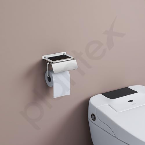 Image of Plantex Stainless Steel Toilet Paper Holder /Toilet Paper Roll Holder /Tissue Paper Roll Holder with Mobile Stand for Bathroom Accessories - (Chrome)