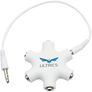 ULTRICS Headphone Splitter, 3.5mm Male to Female Multi Earphone Audio Splitter, 5 Ports Stereo Headset Adapter Compatible with iPhone Smartphone Tablet Laptop PC PS4 Xbox MP3 Player Speaker  White
