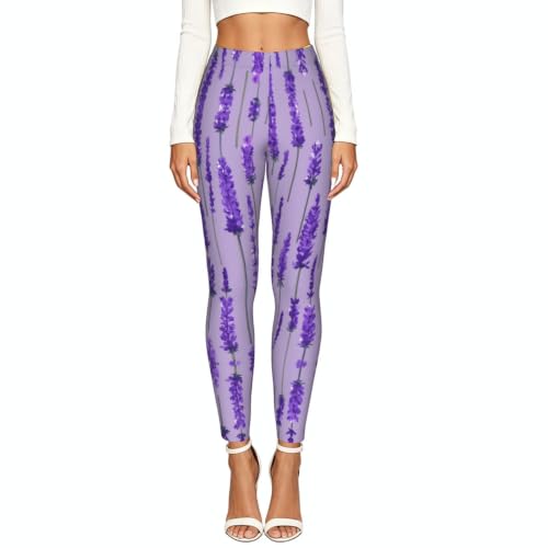 Leggings de compresión suave anticelulitis con estampado de lavanda 2