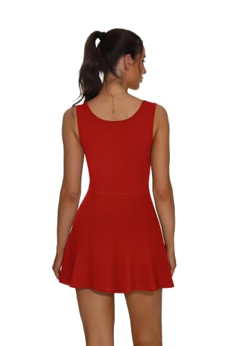 Image of NIASHOT Women's Athletic Dress with Built-in Shorts & Pockets Workout Tennis Golf Active Wear U Neck A-line Dresses