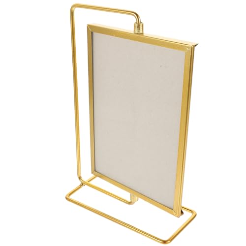 LOORGVEL Marco de Fotos Giratorio Metálico Decorativo, Tamaño Mediano Color Dorado, Portafotos de Mesa Creativo para Decoración de Hogar y Oficina, Adorno Funcional para Sala de Estar
