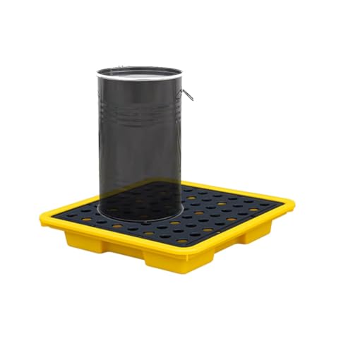 XLIHAWY Spill Containment Platform, Outlet Modular Oil Drum Capacity Pallet, Industrial Safety Stackable Grating Tray with Drain for Factory Garage Kitchen(33.5x33.5x5.5cm/4pcs)