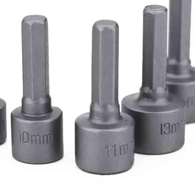 nitya 9pcs 5-13mm Hexagon Nut Driver Drill Bit Socket Screwdriver Wrench Set for Electric Screwdriver Handle Tools, Chrome Vanadium Steel 3
