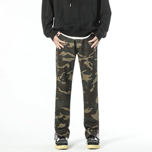 Jeans Pants Trousers Denim Spring and Autumn Retro Camouflage Zipper Classic Workwear Military Style Casual2