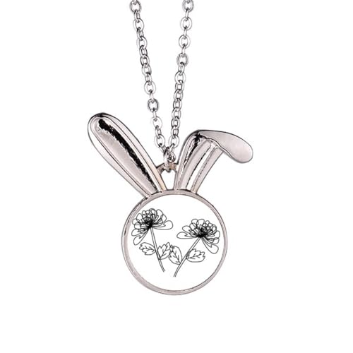 Collier avec pendentif chrysanthème dessiné anti-ternissement pour peau sensible