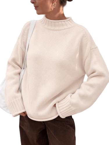 Trendy Queen Womens Oversized Sweaters Mock Neck 2026 Fall Knit Outfits