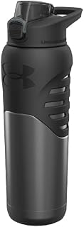 Under Armour Dominate Stainless Steel Water Bottle, 24oz, Silicon Body Grip, Vacuum Insulated, Carabiner Hook Carry, Protective Cap, Leak Proof, For Kids & Adults, All Sports, Gym