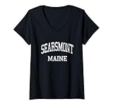 Womens Searsmont Maine ME Vintage Athletic Sports Design V-Neck T-Shirt