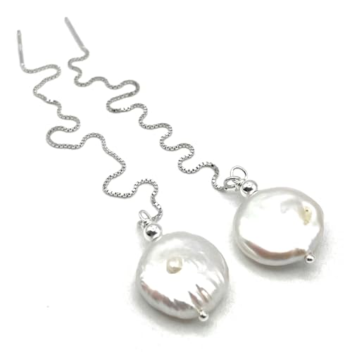 Perles blanches baroques boucles d'oreilles argent 925 anti-allergie