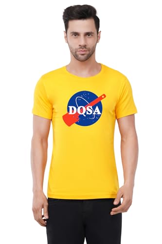 Image of Caseria Men's Cotton Printed T-Shirt -Dosa | 100% Cotton | Half Sleeves | Regular Fit | Printed | Round Neck | Graphic T Shirt