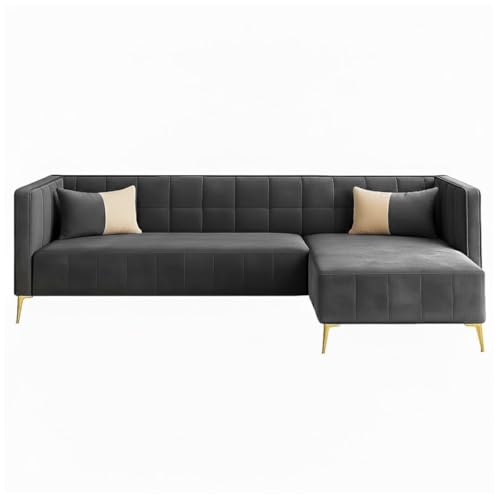 Image of SOCOZI Stylluxe 6 Seater Velvet Fabric RHS L Shape Sofa Set for Living Room |Fabric L Shape Sofa Set for Home & Office (Dark Grey)