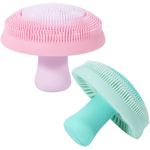 Beomeen 2 cepillos faciales de silicona de hongos, cepillo de limpieza facial manual suave y extraíble, cepillo de lavado facial para limpieza profunda y exfoliación, masaje, eliminación de maquillaje