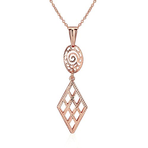 Pendentif Rhombus Creux en Or Jaune Plaqué pour un Look Chic au Quotidien