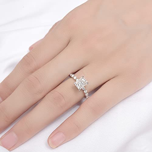 DovEggs Moissanite Engagement Rings for Women,Moissanite Rings, Center 2ct G-H-I Color Radiant Cut Moissanite Engagement Rings Anniversary Wedding Ring Accents 14K Gold Quality Sterling Silver4
