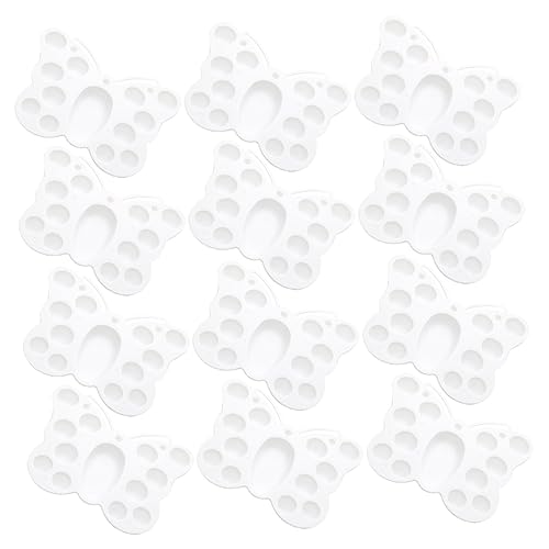 HOMSFOU 12Pcs Multi Function Butterfly Shaped Pigment Mixing Plate for Art Creative Color Mixing Tray for Watercolor and Oil Painting Projects