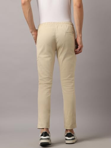 Image of Hubberholme Men's Tapered Fit Cotton Trousers, Ankle Length Elastic & Drawstring Waist Chinos