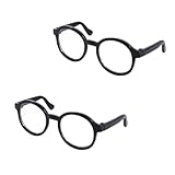 2 x schwarze Haustierbrille für Hunde, niedliche Gläser, klare Gläser, Retro-Brille, Foto-Requisiten, transparente Katzensonnenbrille für kleine Hunde, Katzen, Cosplay-Kostüm, Hundesonnenbrille