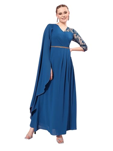 Image of Miss Chase Women's Round Neck Cap Sleeves Lace Knee -Long Skater Dress