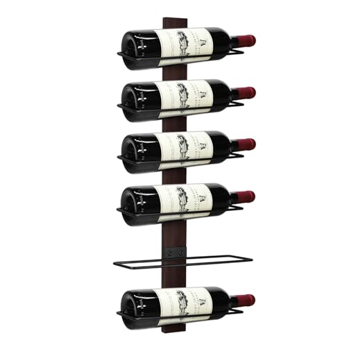 AGJIDSO - Estantería para vino de pared, soporte para botellas de vino, para 6 botellas de vino, para pared, de madera, maciza, estante de vino, de metal, para cocina, comedor, interior