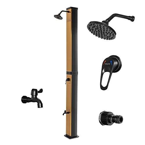 FRANKYSTAR Doccia Solare da Giardino in PVC. Doccia a Riscaldamento Solare da Esterno rubinetteria in Acciaio Satinato. 20L / 35L / 40L