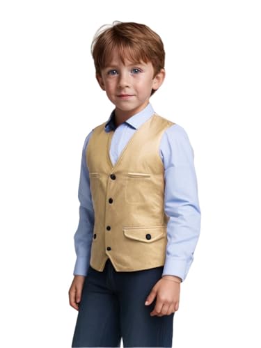 Boys Toddler Kids Suede Leather Suit Vest Casual Western Cowboy Jacket Slim Fit Vintage Waistcoat