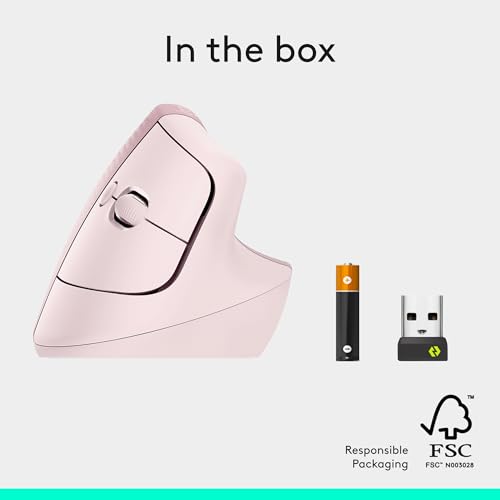 Logitech Lift Vertical Ergonomic Wireless Mouse - Rose - image 8