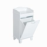 HOMCOM 31' Tilt Out Laundry Hamper Free Standing Home Organizer Hamper Bathroom Storage Cabinet, White