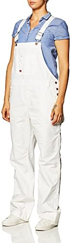 Dickies Women's Bib Overall 100% Cotton Denim with ScuffGard, White, Small