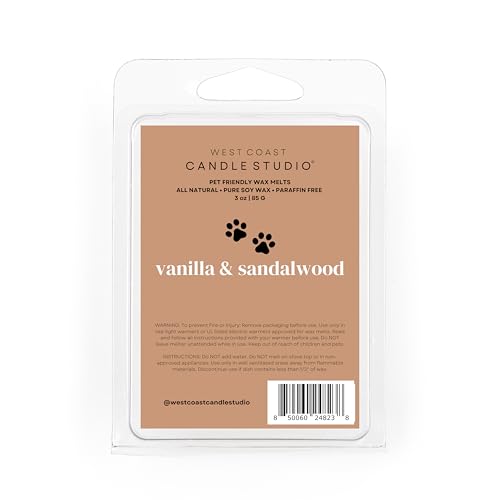 Image of Pet Safe Wax Melts for Dogs | Non Toxic Soy Wax Melts | Natural, Paraffin-Free, Clean Burning | Odor Eliminating Wax Cubes | Vanilla & Sandalwood