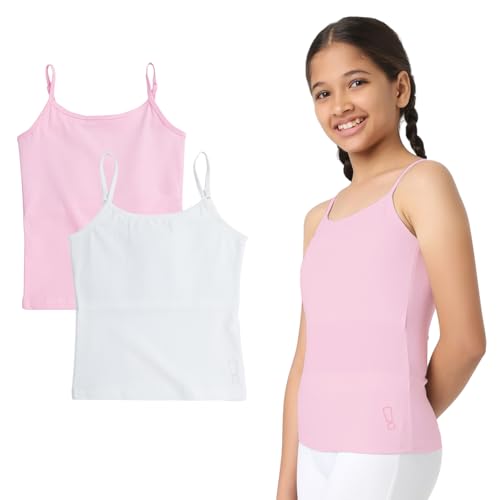 Image of YouGotPlanB Cotton Padded Camisole | Pack of 2 | Ages 8-16 Years | Built-in Light Padding | Full Coverage | Ideal for School