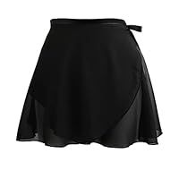 Damen Ballettrock Wickelrock Schwarz Chiffon Tanz Rock Verstellbare Taille Krawatten Gymnastik Ballettrock