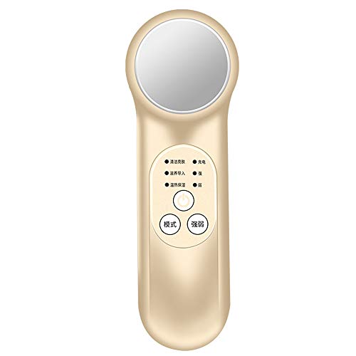 Preisvergleich Produktbild Gesichtsreinigungs-Instrumen mit negativer Ionenheizung, Hautstraffungsgerät, Anti-Falten-Anwendung für Haus und Salon (Vibration, negatives Ion, Ultraschall, positives Ion),Gold