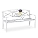 Produktbild Relaxdays Gartenbank mit Klapptisch, 2-3 Sitzer, Metall, Sitzbank Garten & Balkon, HBT: 88 x 150 x 60 cm, weiß-Bronze