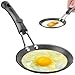 12cm Mini Padella tonda per friggere uova, padella uovo modello uovo in camicia padella per casa piccolo wok cucina fornello cucina pentole famiglia piccolo, nero(Electric Wood Handle)