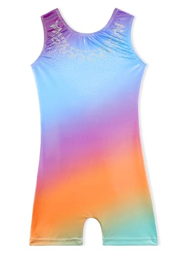 Leotards for Girls Gymnastics Toddler Dance Biketards Mermaid Unicorn Athletic Dance Wear Shiny Rainbow Blue Hotpink