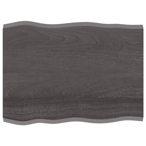LAPOOH Plateau de table en bois traité chêne avec bord naturel gris 80 x 60 x 2 cm, plan de travail de cuisine, planches en bois, table de salon, plan de...