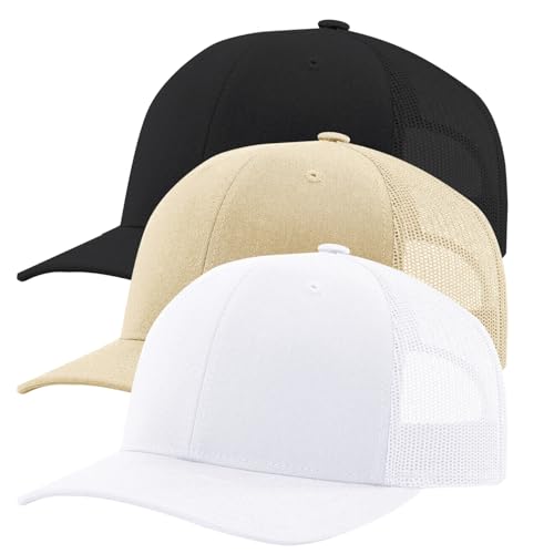 Image of TZ Promise Men Women Plain Cotton Trucker Cap with Breathable Mesh Back, Snapback Baseball Hats