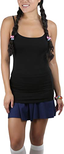 ToBeInStyle Girl's Cotton Long Layering Camisole w/Built-in Shelf Training Bra - Black - 15-17 Years Old