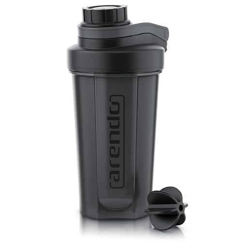Arendo - Eiweiß Shaker mit Kugel - 500 ml – Protein Shaker mit Messskala - keine Klumpen - BPA-frei - Shaker Bottle – für Fitness, Sport & Freizeit – spülmaschinenfest