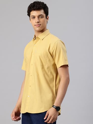 Image of Majestic Man Men's Pure Cotton Dobby Weave Checks Slim Fit Half Sleeve Casual Shirt