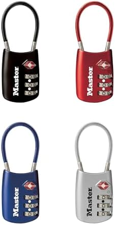 Master Lock Set Your Own Combination TSA Approved Luggage Lock, Travel Zipper Padlock is Perfect for Suitcases, Bags, or Backpacks, 4 Pack, 4688EC4