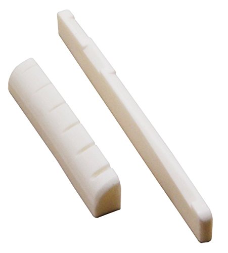 Luvay 6pcs Guitar Bone Bridge Pins + Guitar Bone Bridge Saddle & Nut, Made of Real Bone for Acoustic Guitar