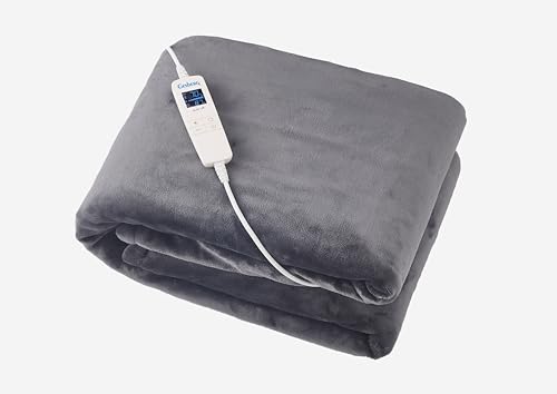 GESBERG Manta eléctrica de 180 × 130 cm, 160 W, con apagado automático, manta térmica de forro polar, manta térmica lavable
